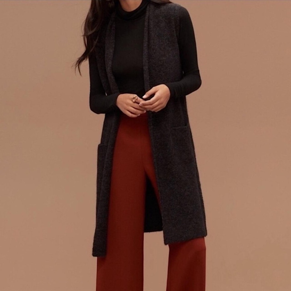 Aritzia Wilfred Long Line Open Front Sweater Cardigan Wool/Mohair Sz XS Dunkirk